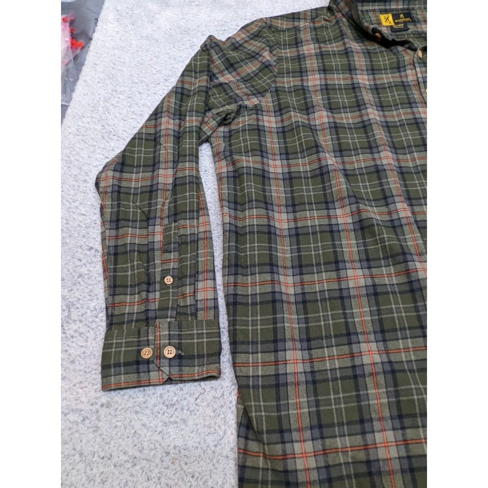 Browning Mens 3XL Green Plaid Flannel Shirt Long Sleeve Outdoor Button Up ~58" - Picture 8 of 16